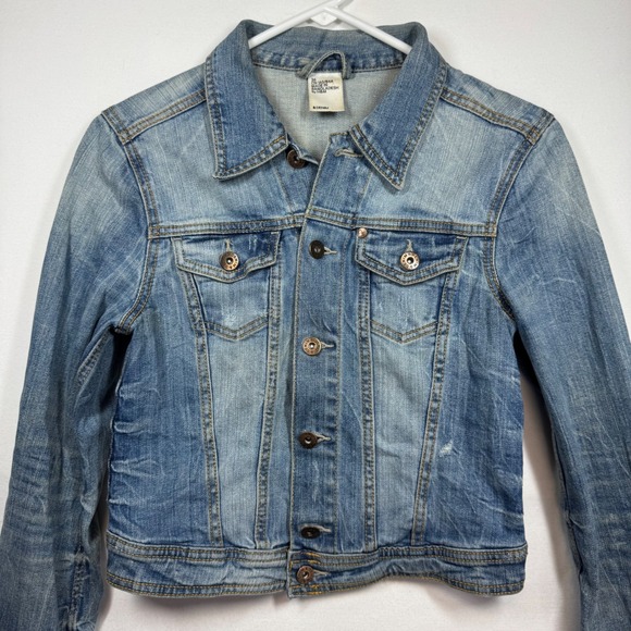 Womens H&M &Denim Blue Jean Jacket Casual Classic Light Wash Size 36 - Picture 1 of 9